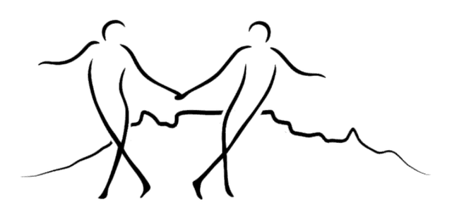 Silhouette of West Coast Swing dancers with Table Mountain in background